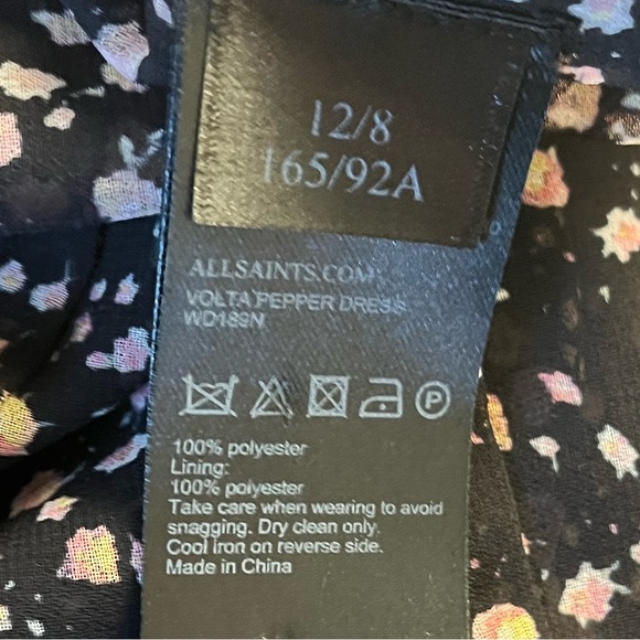 All Saints Sheer Black Dress with Pink Floral Pattern used - Picture 8 of 9